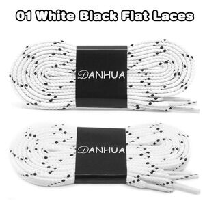 Danhua White Black Flat Laces Speckled Replacement Shoelaces for Sneakers Boots